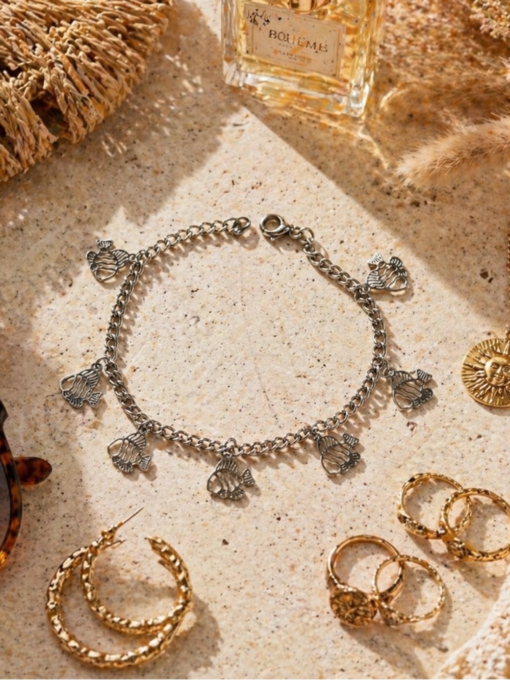 Silver Fish Charm Anklet | Beachy Boho Anklet Brand New